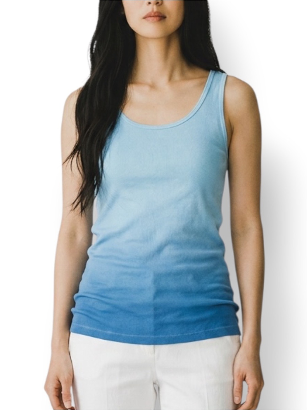 4/$20 Lauren Ralph Lauren Blue Ombre Ribbed Knit Tank Top Small